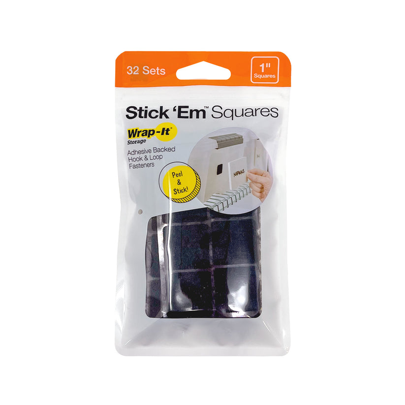 Wrap It 1-inch Stick 'Ems Squares - 32 Pairs Black / / 64PK