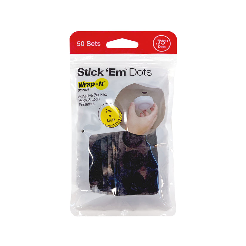 Wrap It 3/4-inch Stick 'Ems Dots - 50 Pairs Black / / 100PK