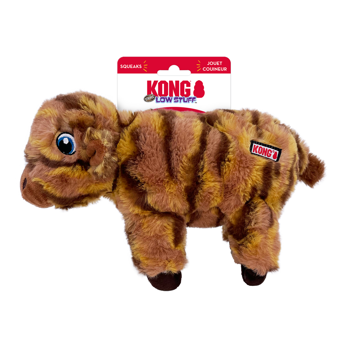 Kong Low Stuff Stripes Cow Dog Toy - Medium Cow