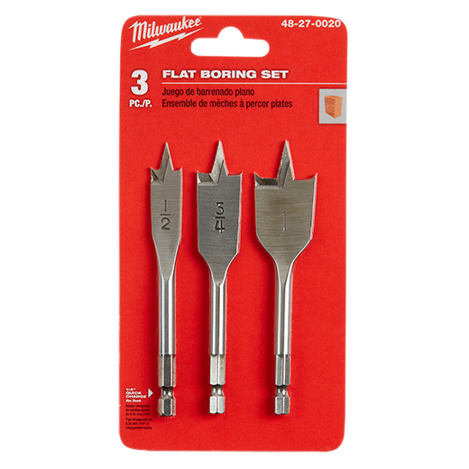 Milwaukee 3pc Stubby Flat Boring Set