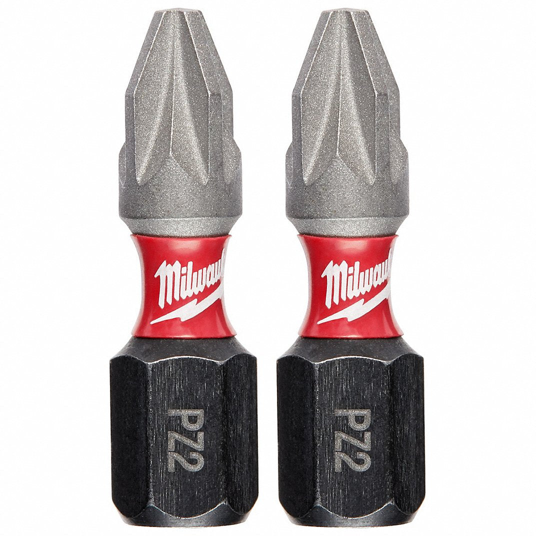 Milwaukee Shockwave 1 In. Impact Pozidriv #2 insert Bits (2pk)