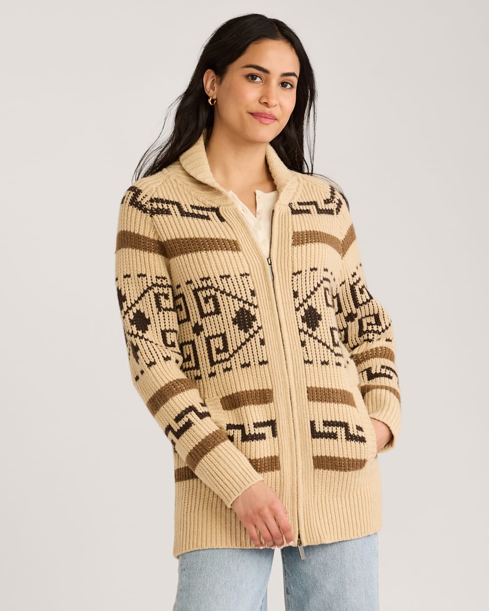 Pendleton Women's Westerley Cardigan Tan/brown multi