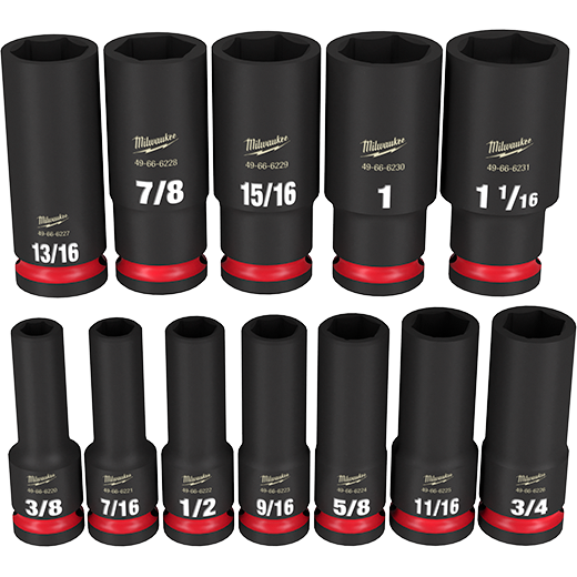 Milwaukee 12pc Shockwave Impact Duty 1/2 In. Drive Sae Deep 6 Point Socket Set