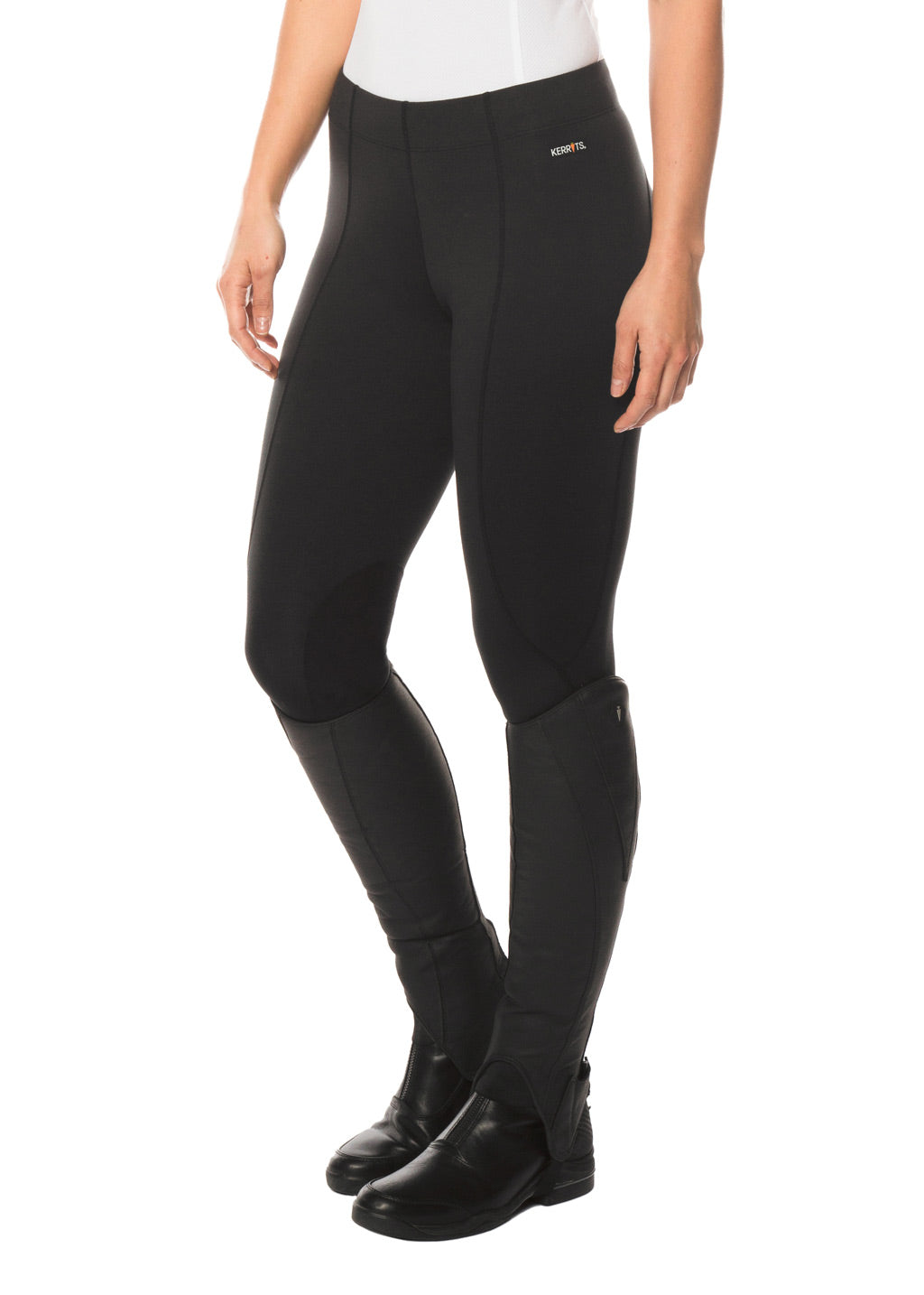 Kerrits Equestrian Apparel Flow Rise Knee Patch Performance Tight - Black Black