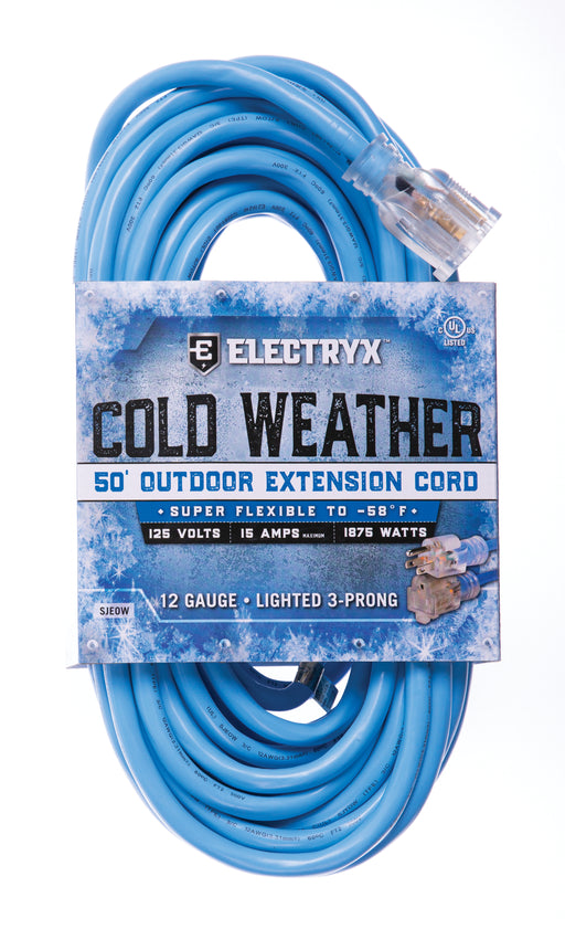 Electryx 12 Gauge Cold Weather Outdoor Extension Cord - Blue 50FT / Blue