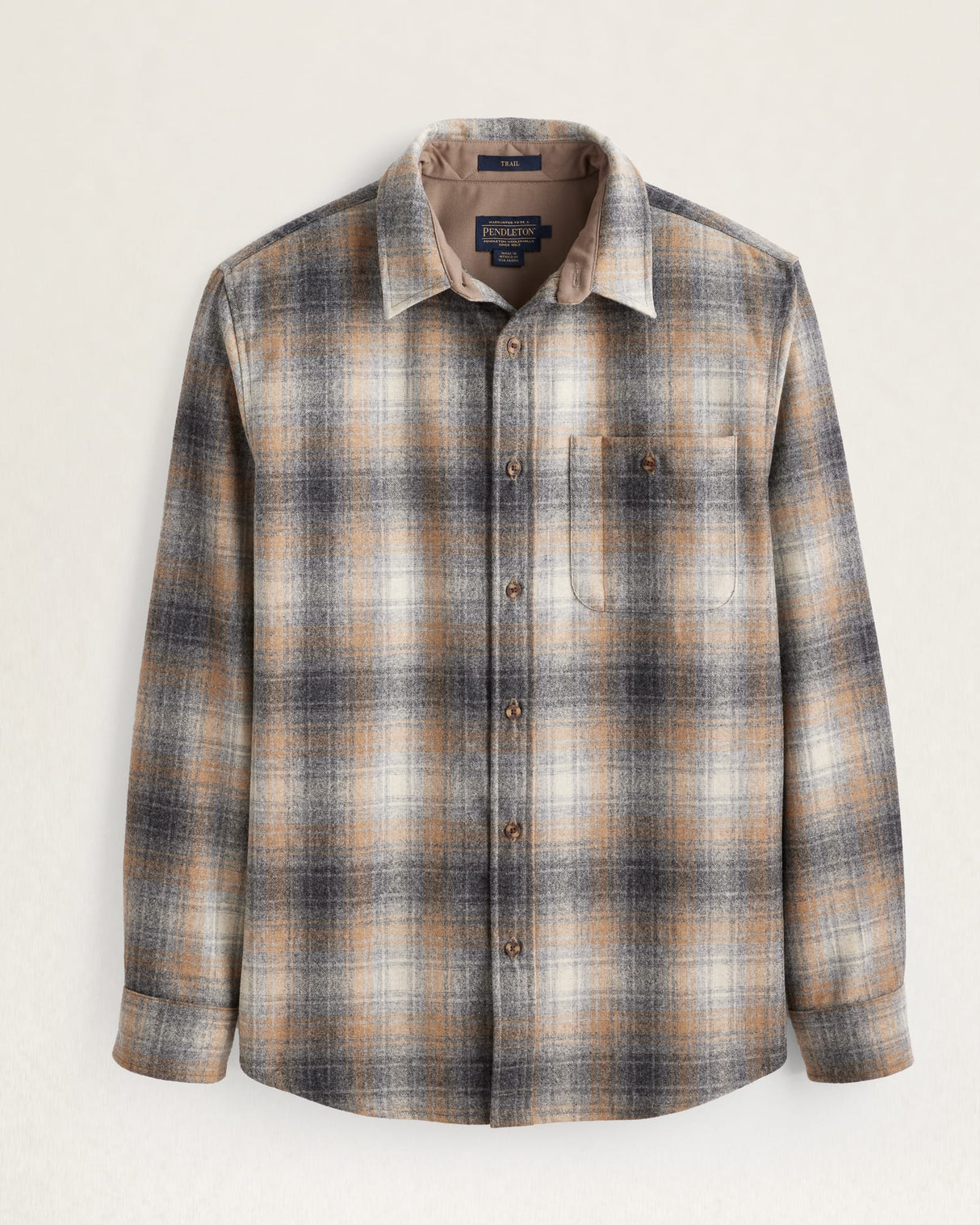 Pendleton Men's Elbow-patch Trail Shirt Grey tan mix pld