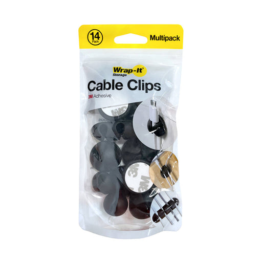Wrap It Assorted Cable Clips Black - 14 Pack Black / 14PK