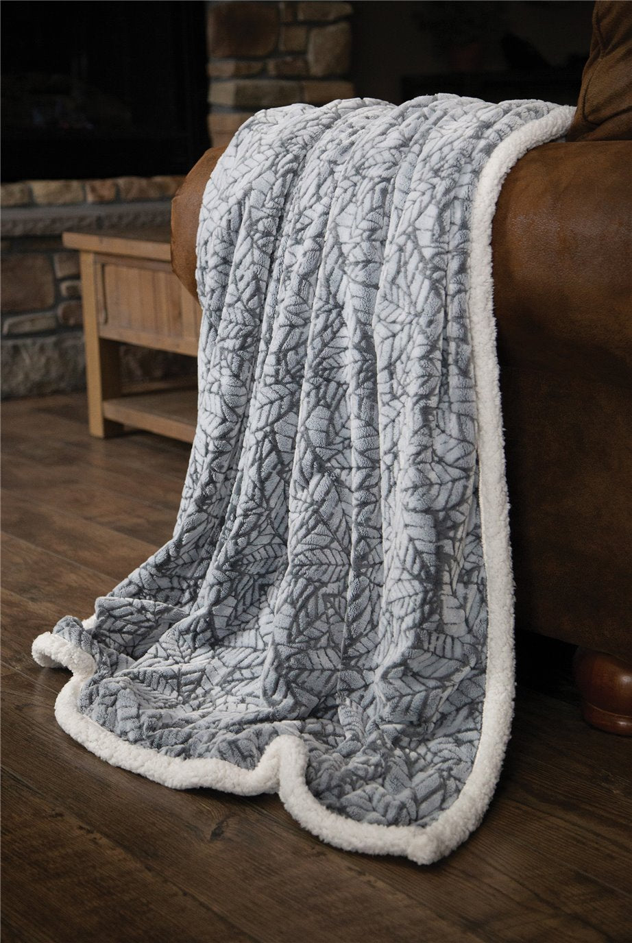 Carstens Inc Cut Leaf Throw Grey