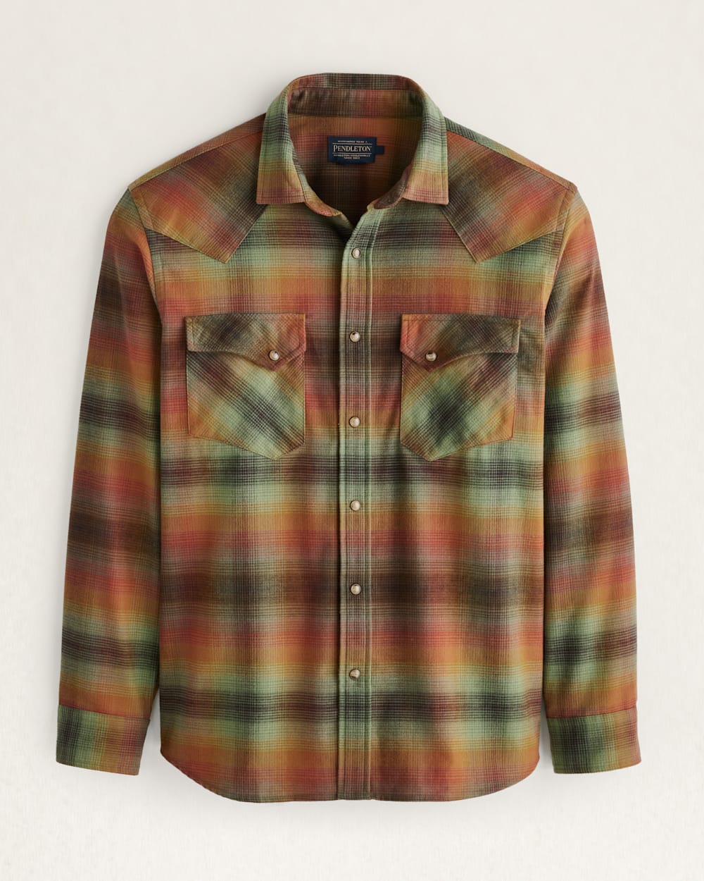 Pendleton Men's Plaid Wyatt Snap-front Cotton Shirt Brn grn mlti pld