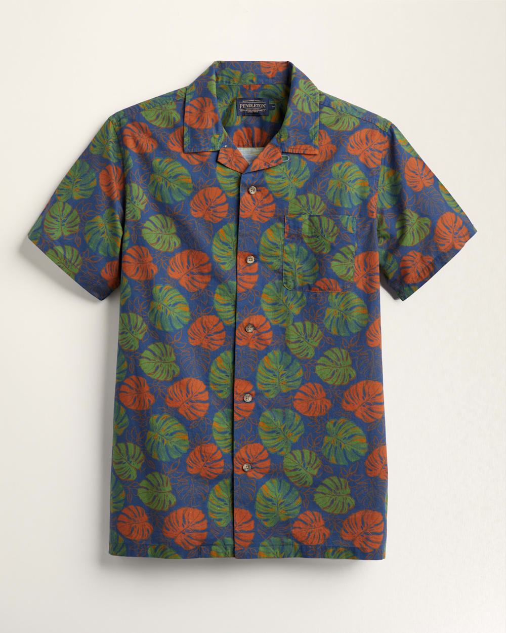 Pendleton Men's Short-sleeve Aloha Shirt Monstera blue