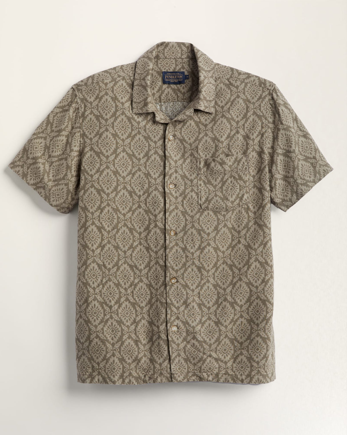 Pendleton Men's Short-sleeve Linen Camp Shirt Espresso/khaki plaid
