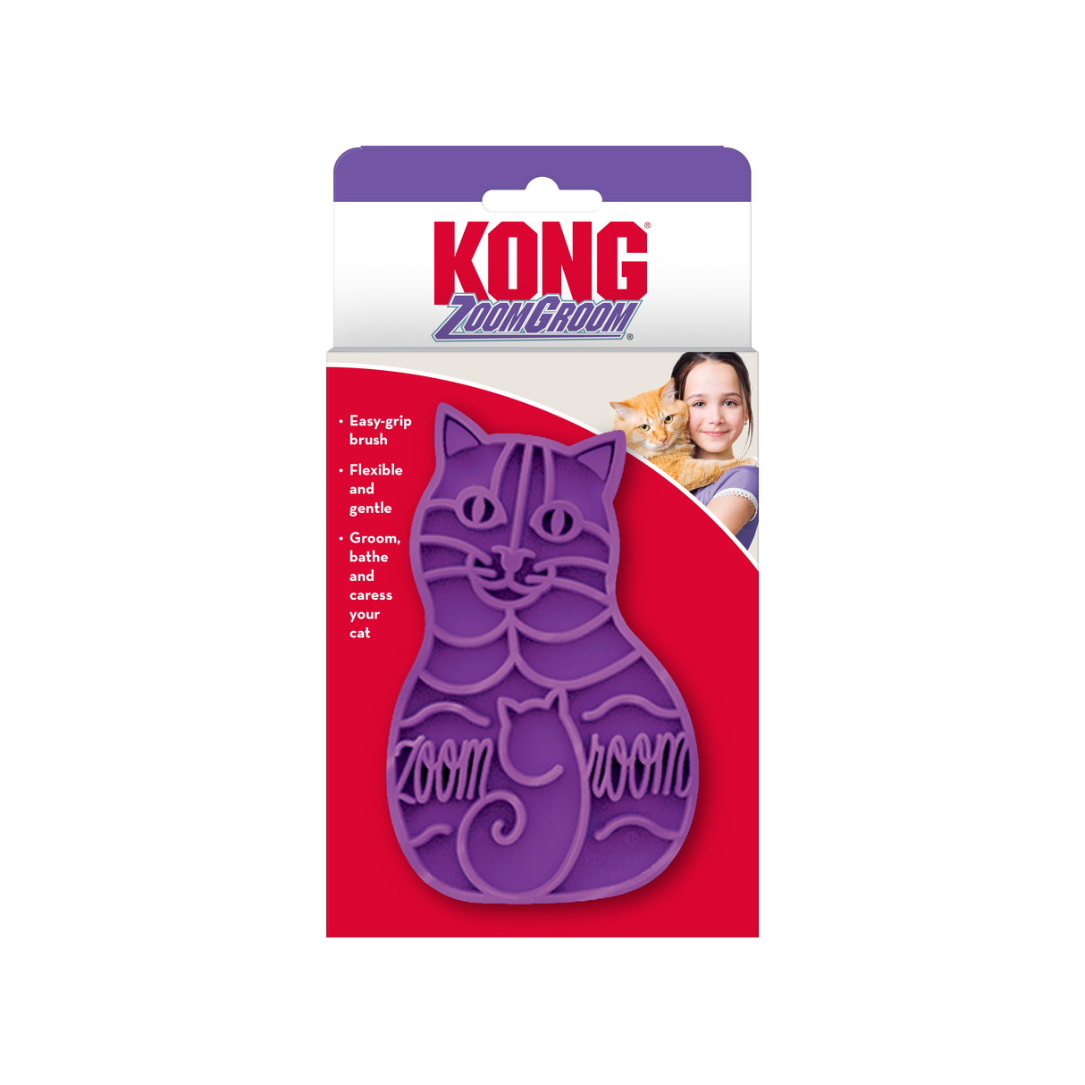 Kong Cat ZoomGroom Rubber Cat Brush Purple