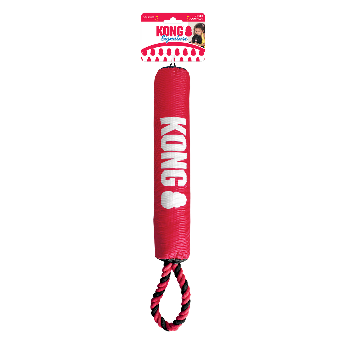 Kong Signature Stick with Rope Dog Toy - Medium Red
