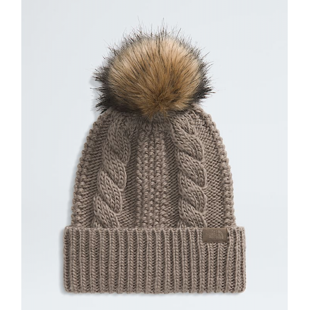 The North Face Womens Oh Mega Fur Pom Beanie Mocha brown