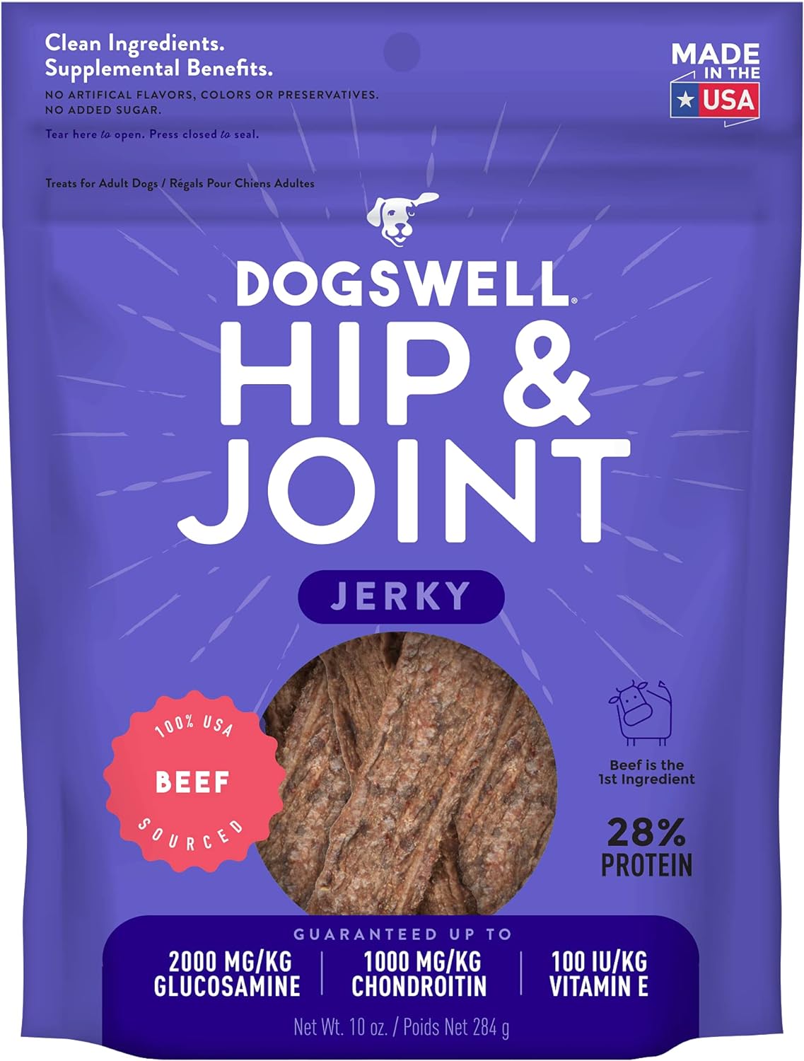 Dogswell Hip & Joint Jerky Dog Treats (Beef Recipe) - 12oz / Beef