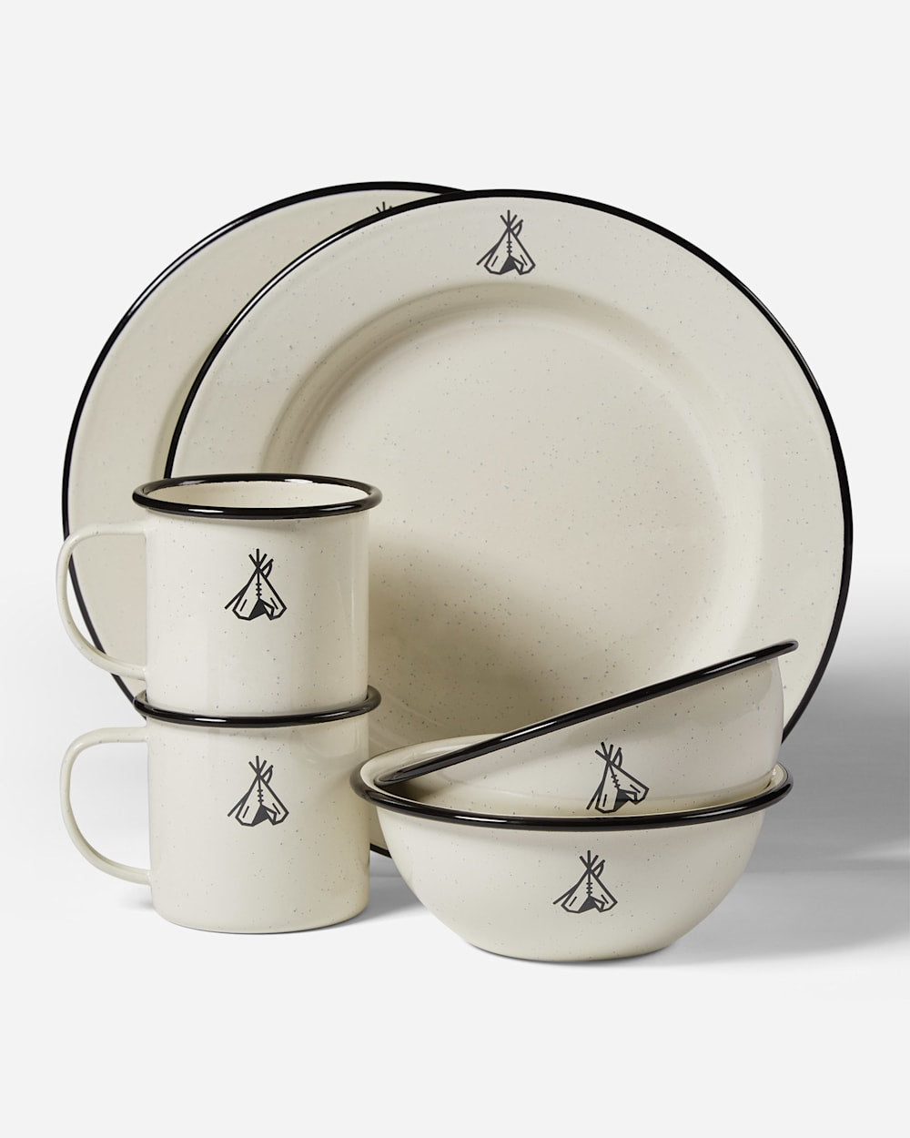 Pendleton Camp Enamelware Dishes Black white
