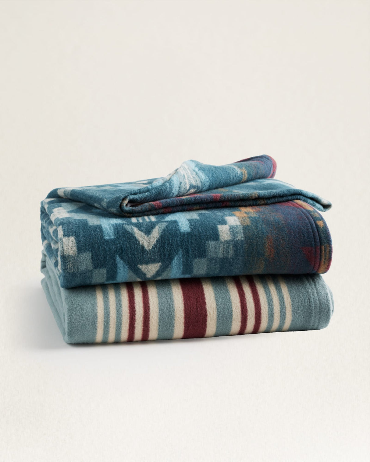 Pendleton Carico Lake/stripe Organic Cotton Throw Gift Pack Crco lk/strp marine