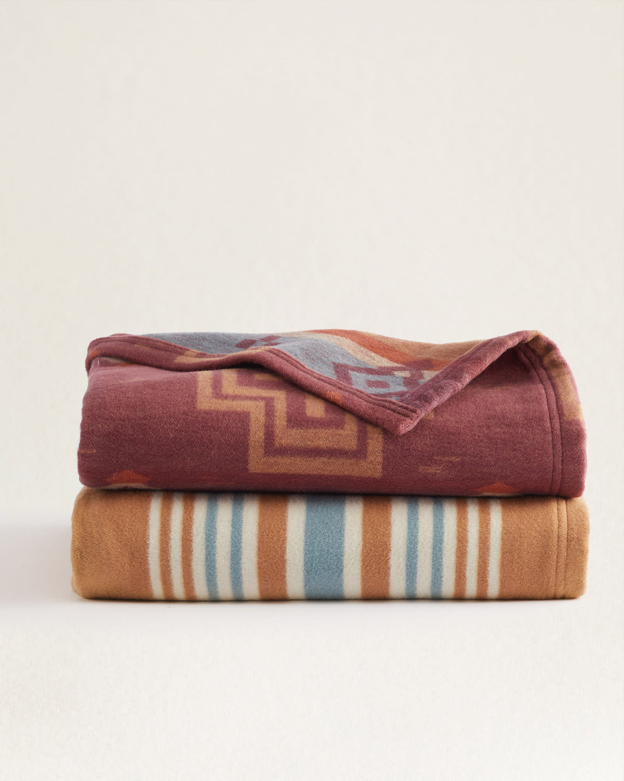 Pendleton Carico Lake/stripe Organic Cotton Throw Gift Pack Snmarino/strp andora