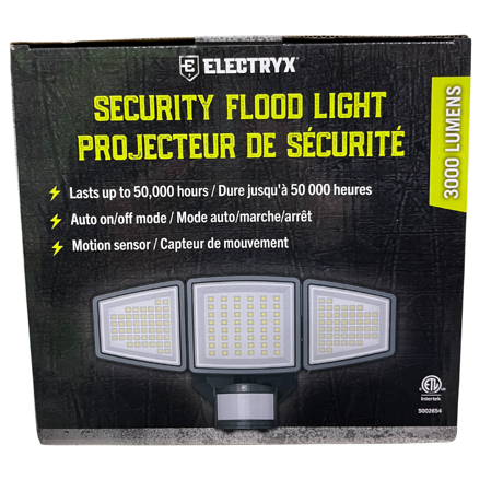 Electryx 3000 Lumens Security Flood Light - Black