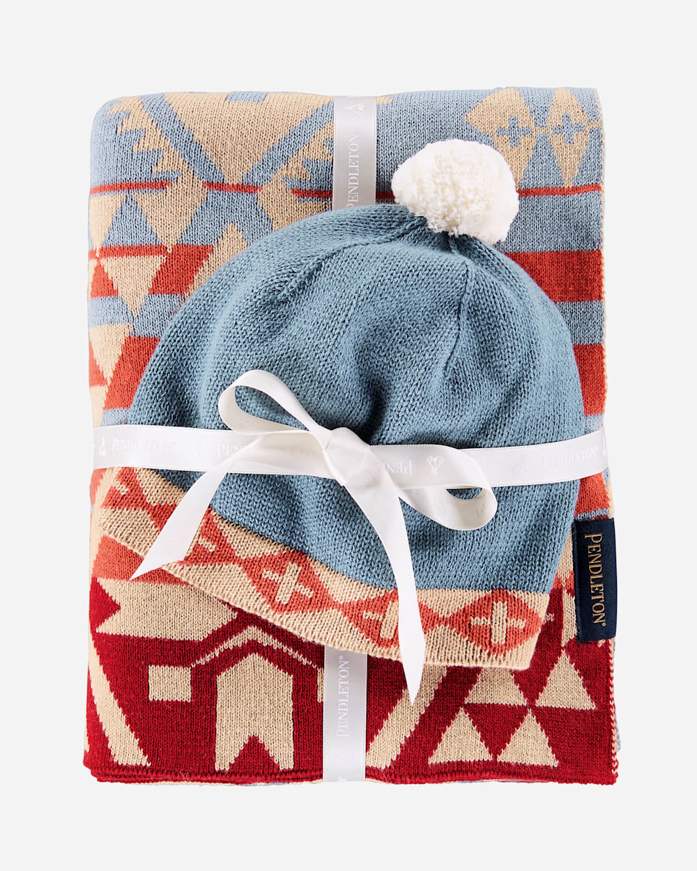 Pendleton Knit Baby Blanket With Beanie Canyon desert sky