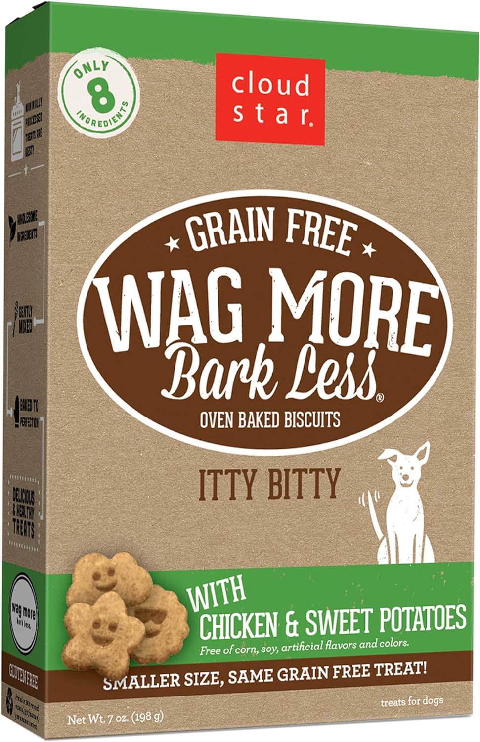 Cloudstar Wag More Bark Less Grain Free Itty Bitty Dog Biscuits (Chicken & Sweet Potatoes) - 7oz / Chicken & Sweet Potatoes