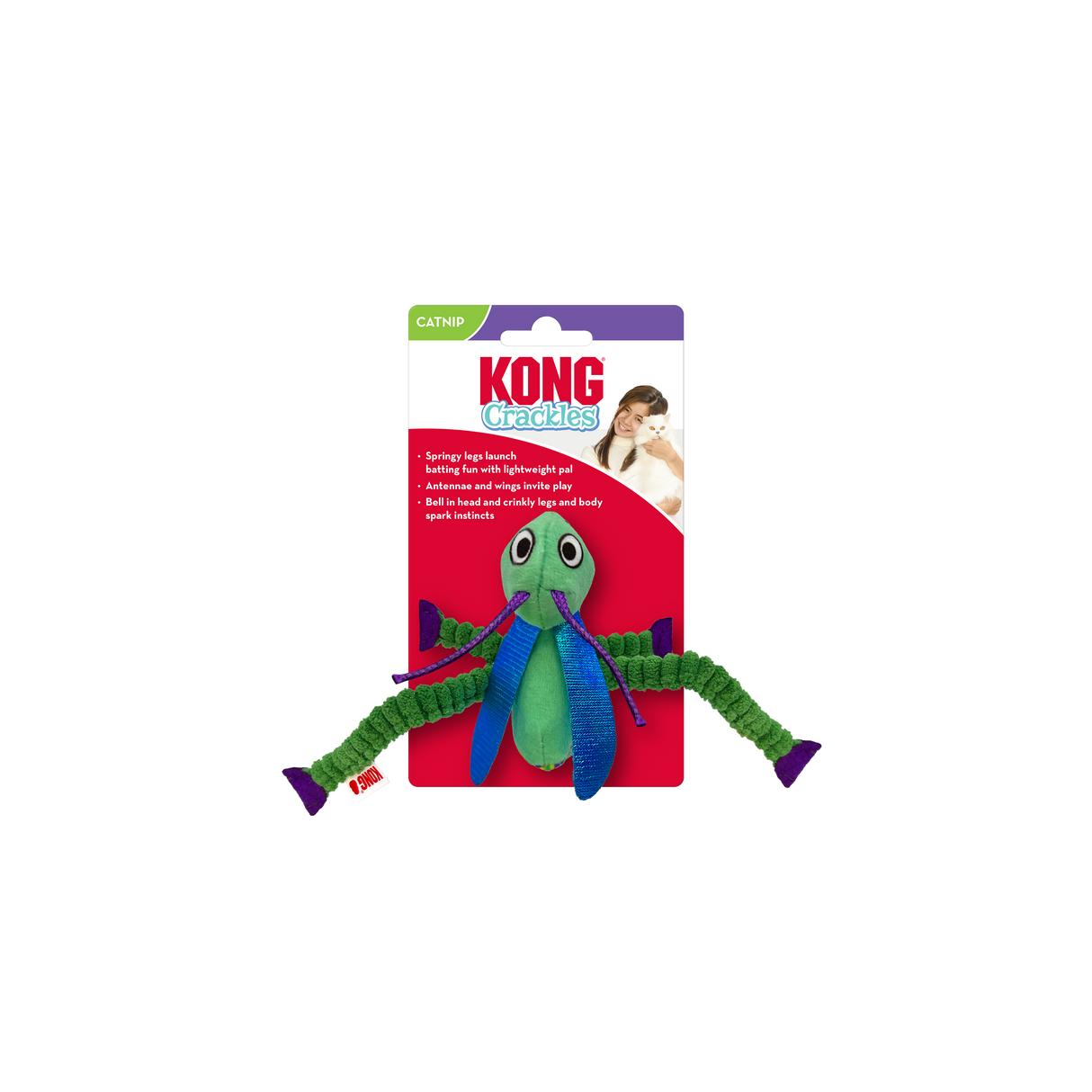 Kong Crackles Grasshopper Cat Toy Green
