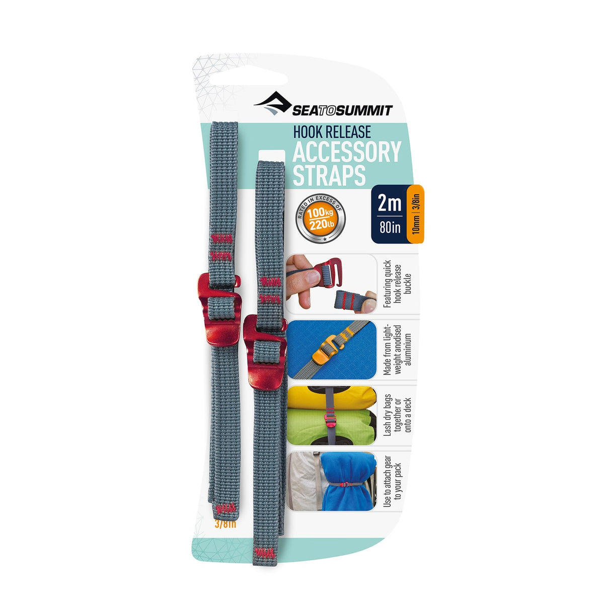 Sea To Summit Accessory Strap W/ Hook Release 3/8inx80in