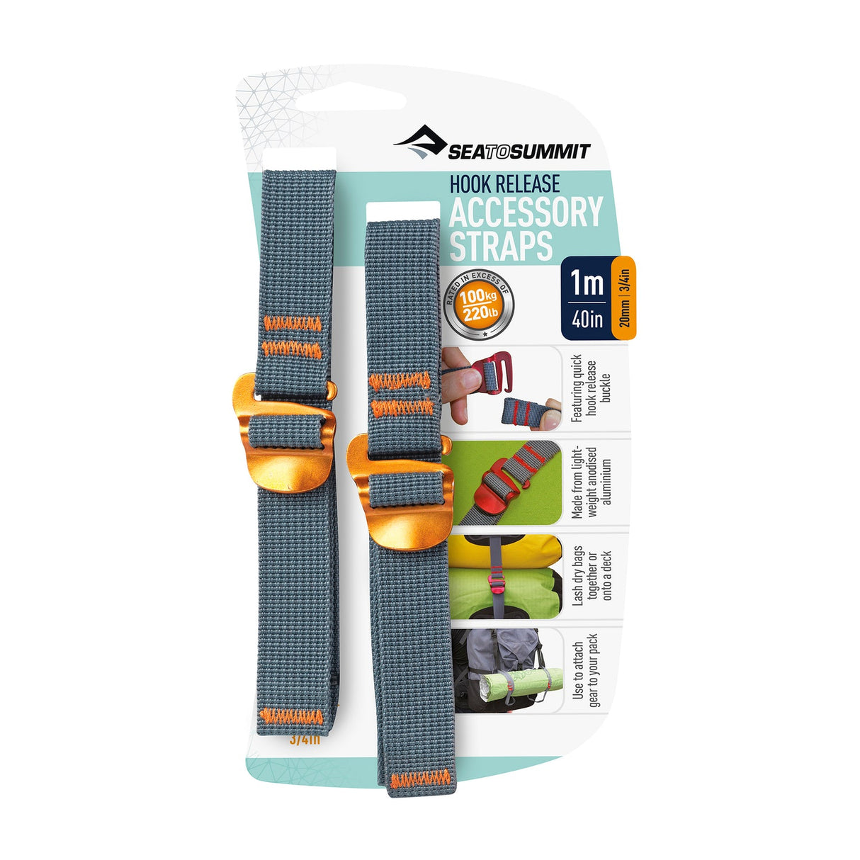 Sea To Summit Accessory Strap W/ Hook Release 3/4inx40in