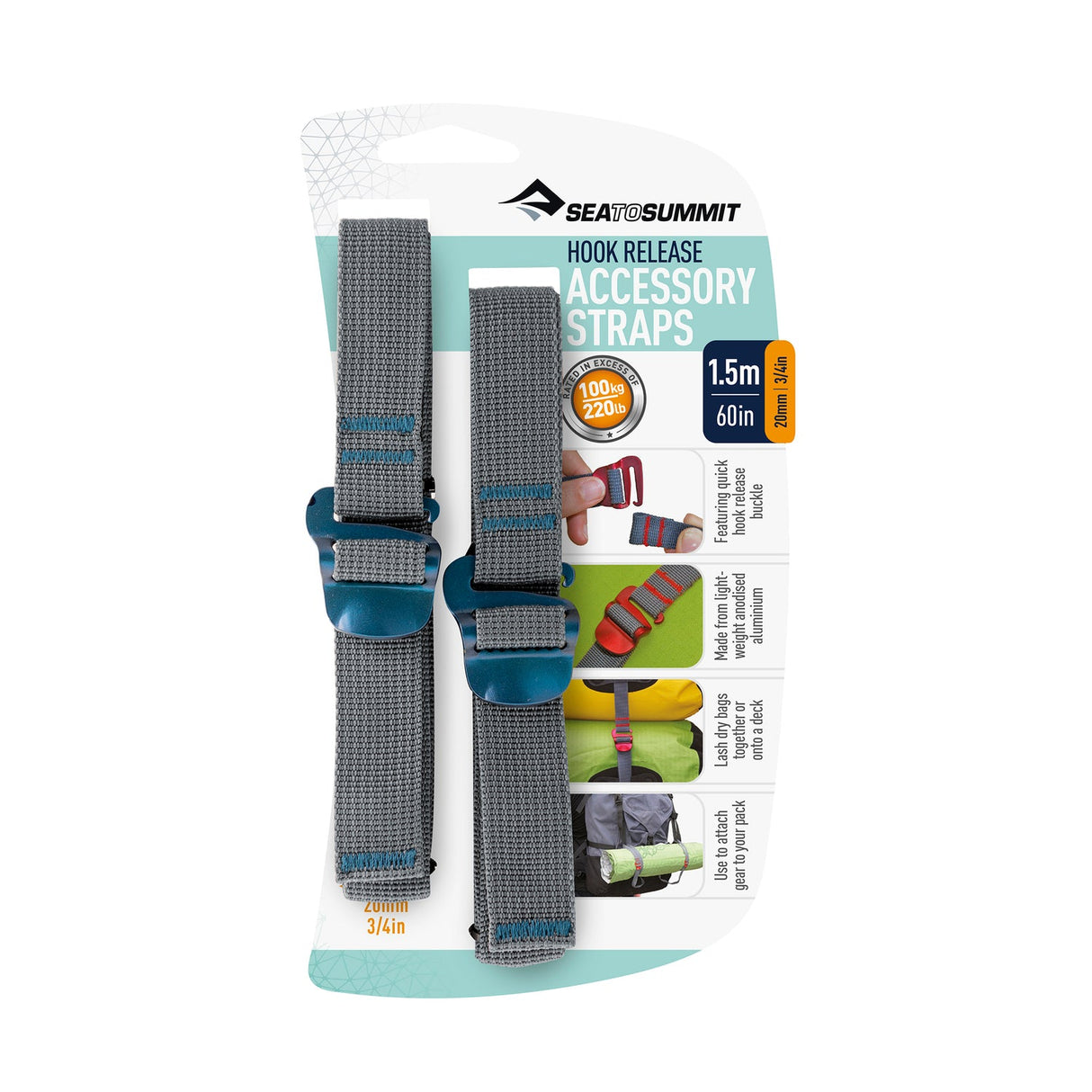 Sea To Summit Accessory Strap W/ Hook Release 3/4inx60in