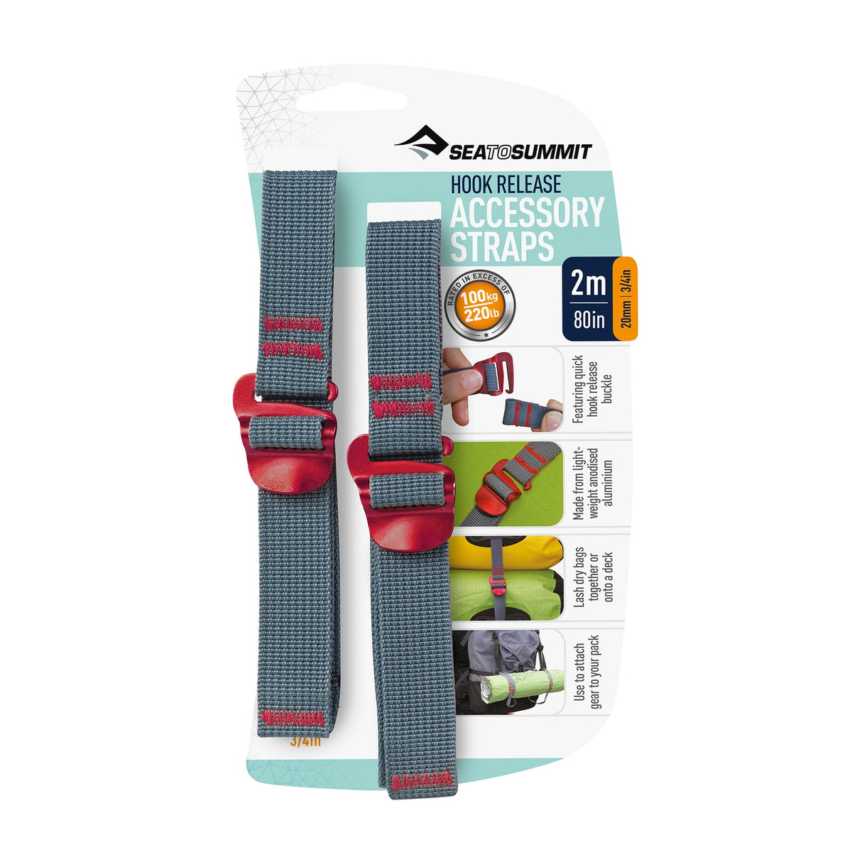 Sea To Summit Accessory Strap W/ Hook Release 3/4inx80in