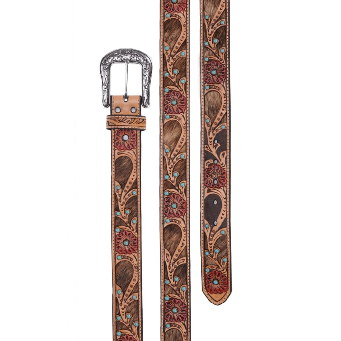 Ariat Womens Calf Hair Underlay Leather Belt Tan / Brown / / 1-1/2 in.