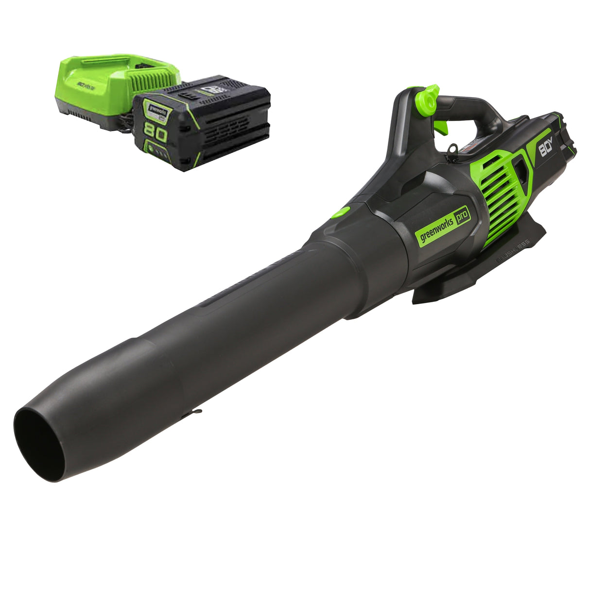 Greenworks 80V 730 CFM Cordless Battery Leaf Blower with 2.5Ah Battery & Rapid Charger