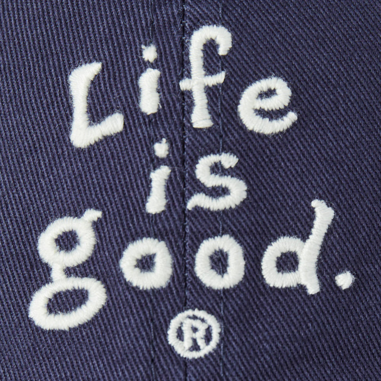 Life Is Good Adult LIG Vintage Wordmark Stacked Chill Cap - Darkest Blue