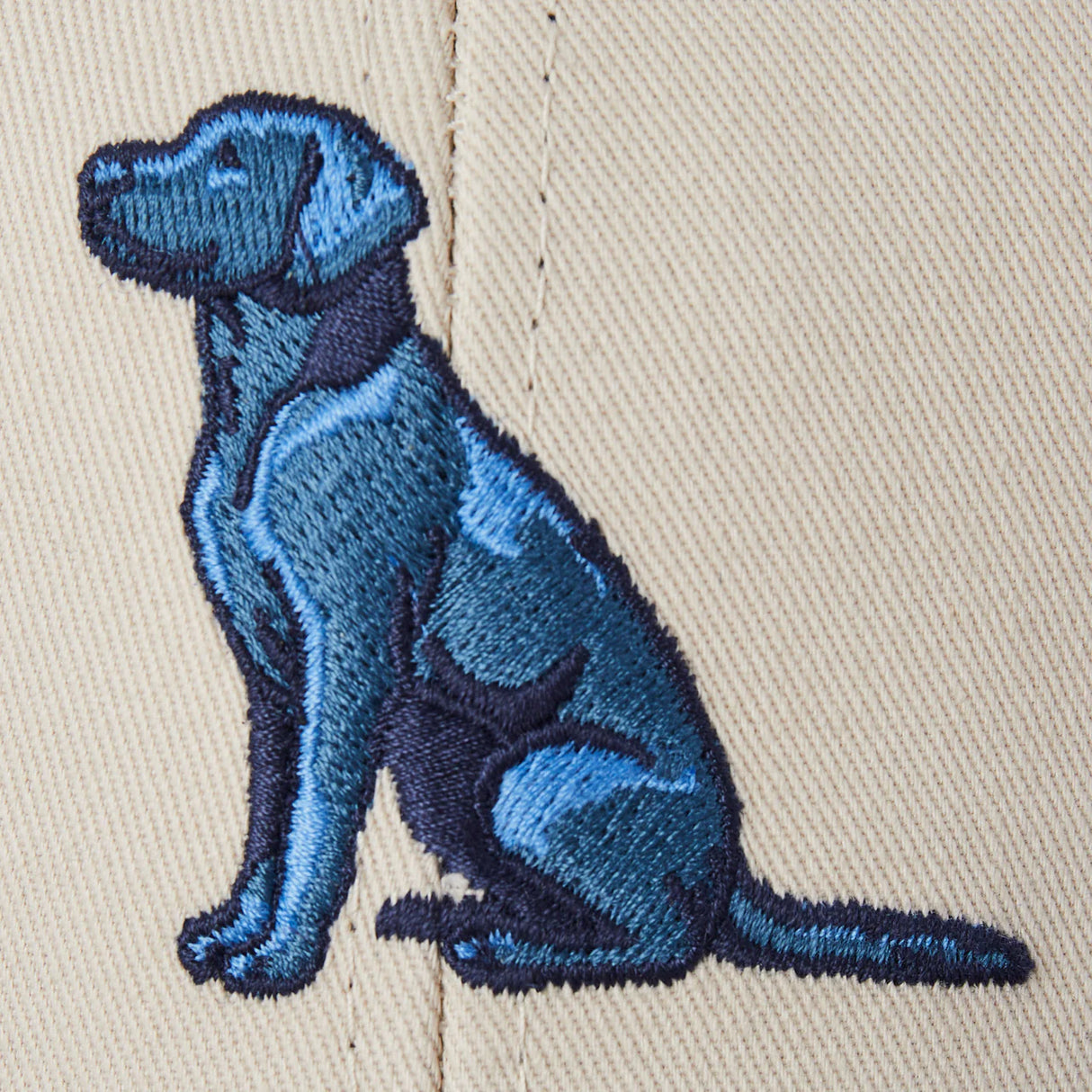 Life Is Good Adult Sitting Dog Trucker - Birch White