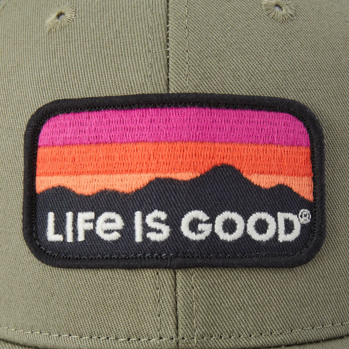 Life Is Good Adult Sunset Mountain Trucker - Moss Green