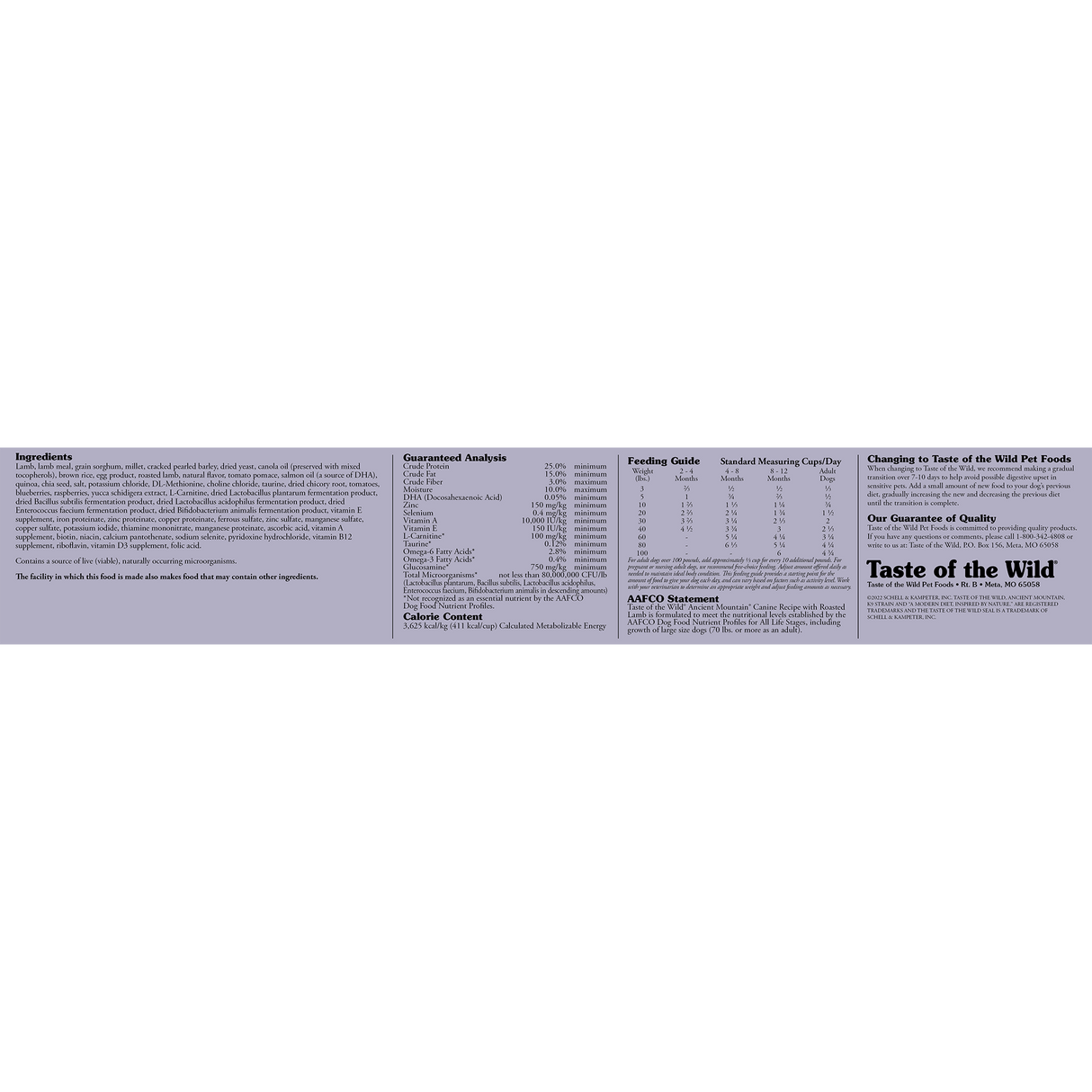 Taste of the Wild Ancient Mountain Canine Recipe with Roasted Lamb - 28 LB