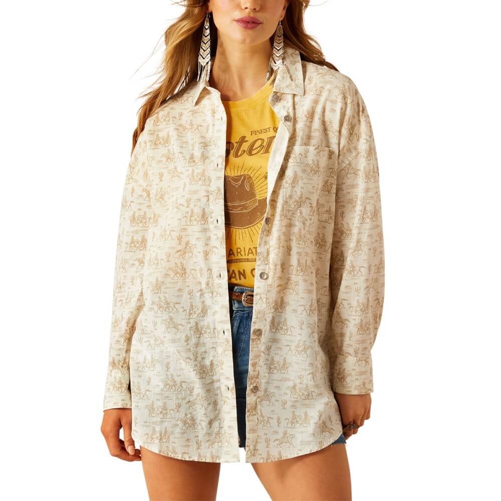 10060393 Wms Poppy Summer Overshirt - Comic Toile Comic toile