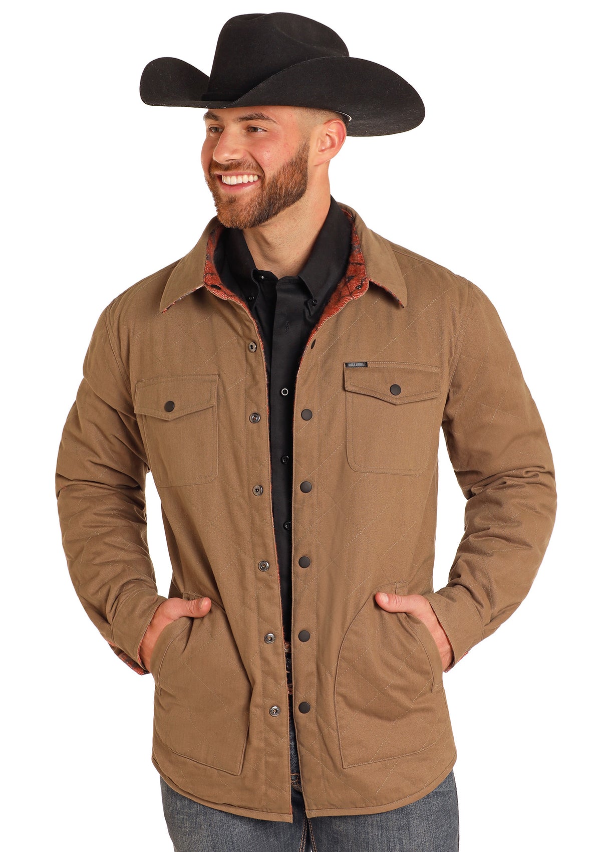 Rock & Roll Denim Reversible Aztec Herringbone Jacket - Brown