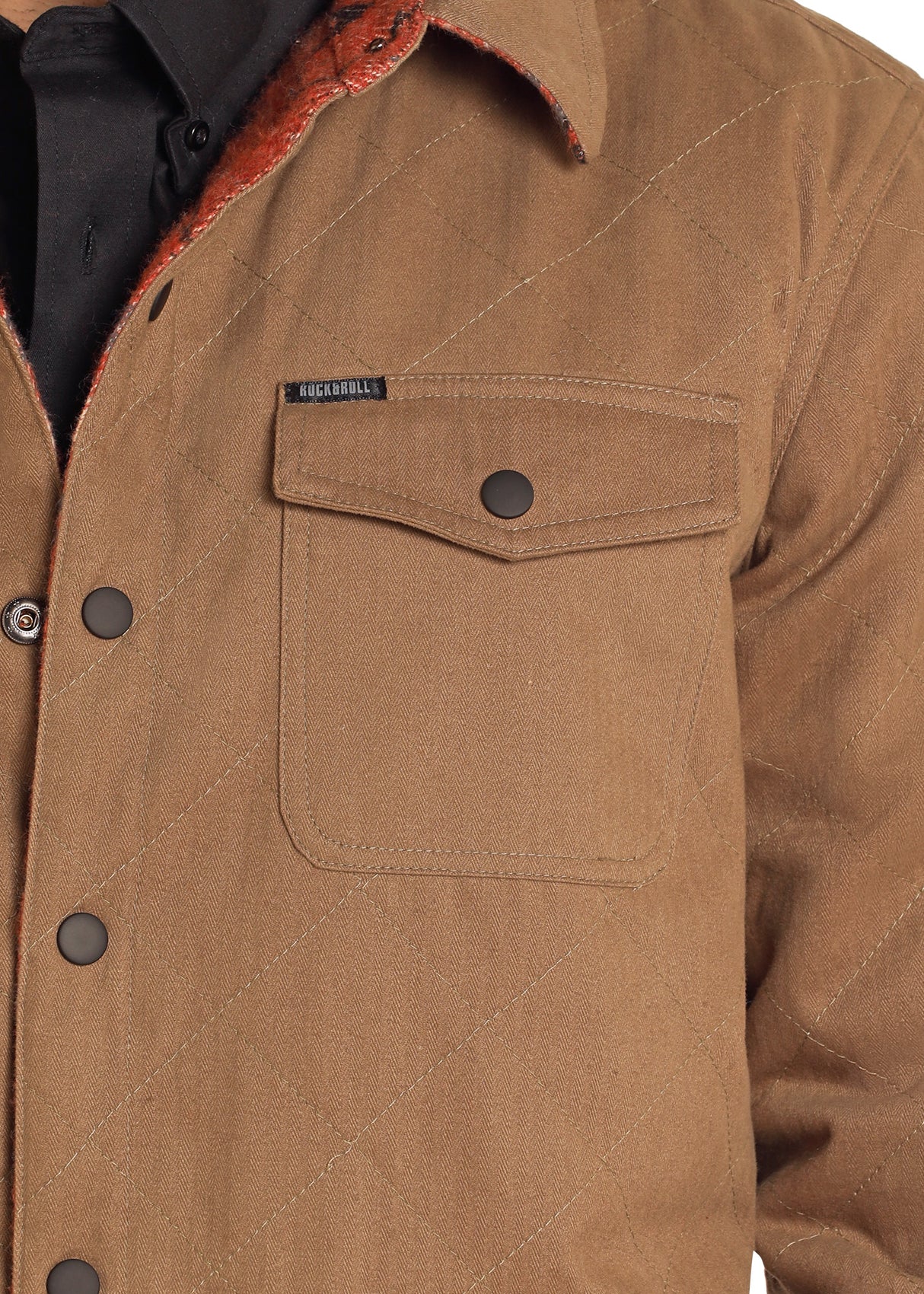 Rock & Roll Denim Reversible Aztec Herringbone Jacket - Brown