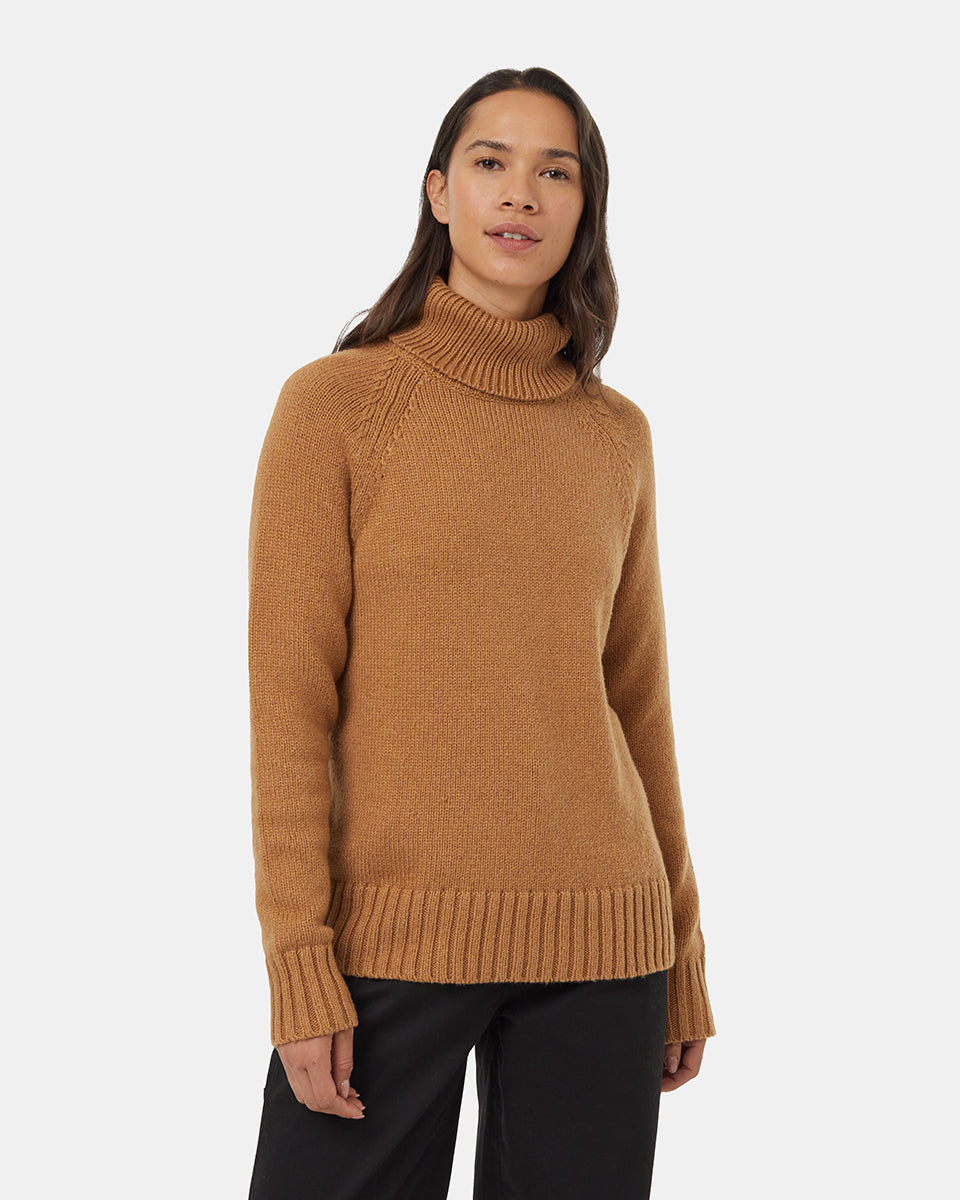Tentree Women's Highline Wool Turtleneck Sweater - Camel Heather Camel Heather