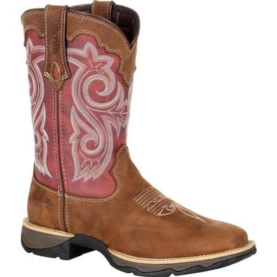 Women's Lady Rebel By Durango Red Western Boot Brown red
