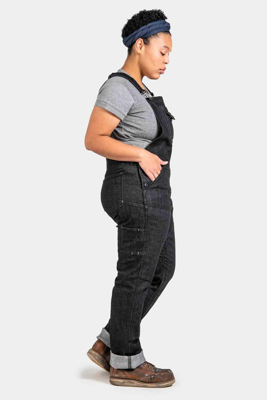 Dovetail Workwear Freshley Overall - Heathered Black Denim