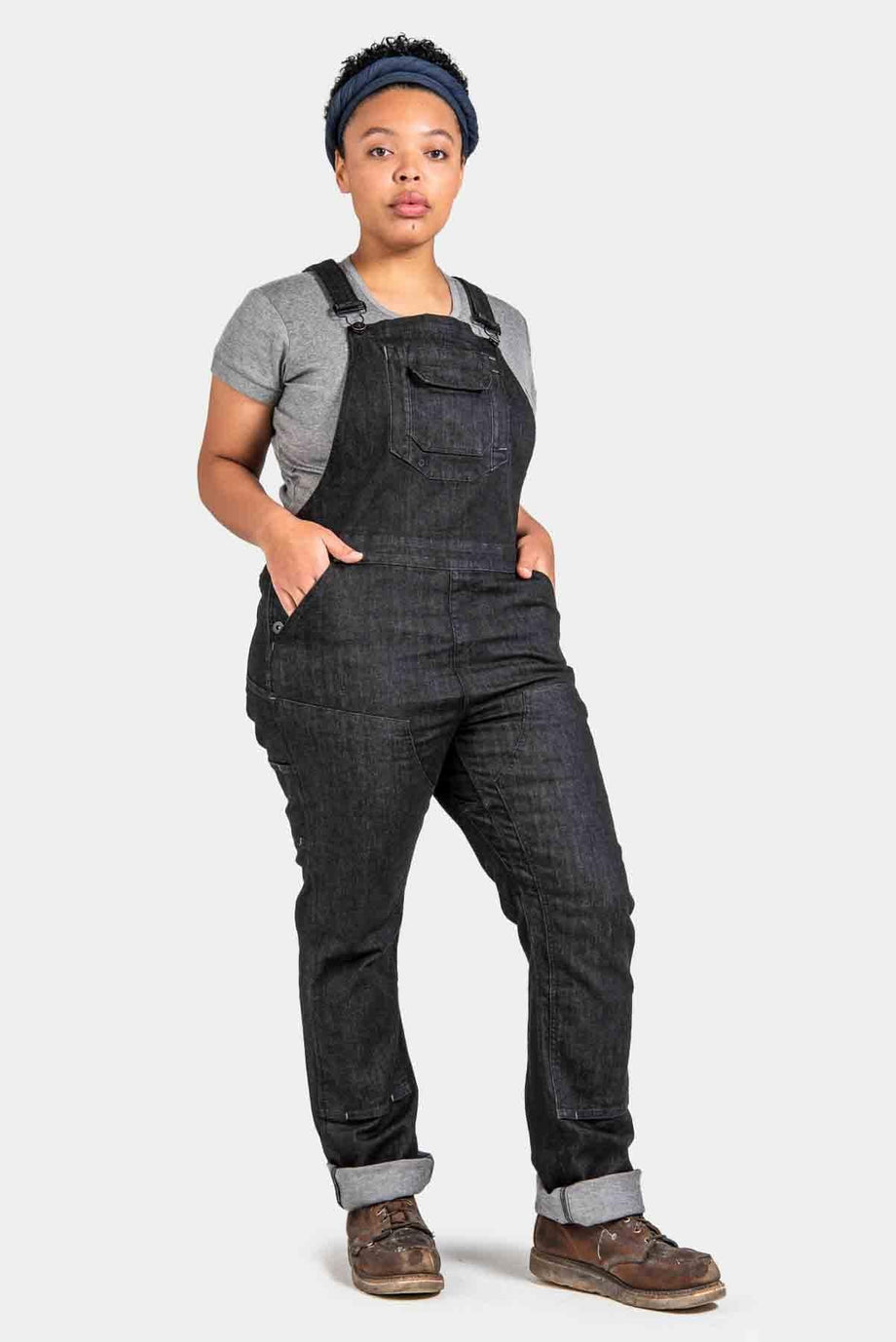 Dovetail Workwear Freshley Overall - Heathered Black Denim Heathered Black / 30"