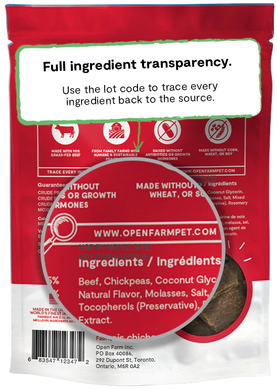 Open Farm Dehydrated Chicken Beef Treats - 4.5oz