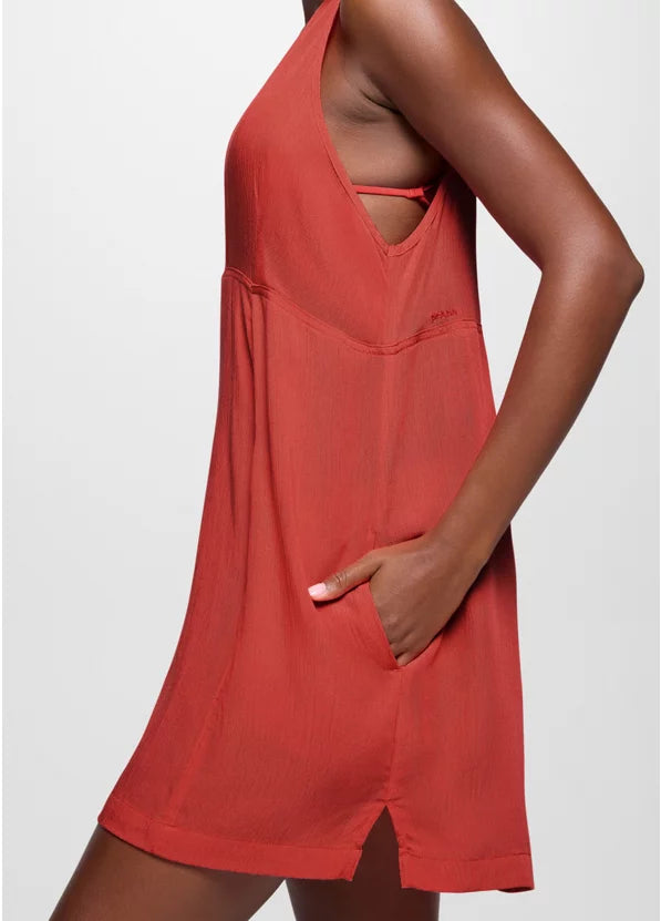 Prana Fernie V-Neck Mini Dress - Rose Fire