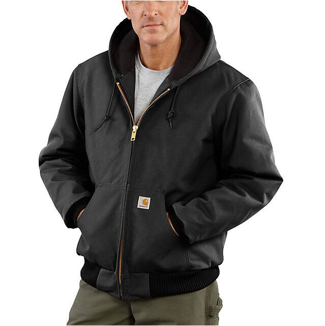 Carhartt Flannel Lined Active Jacket - Loose Fit - Firm Duck - 3 Warmest Rating - Black Black / / REG
