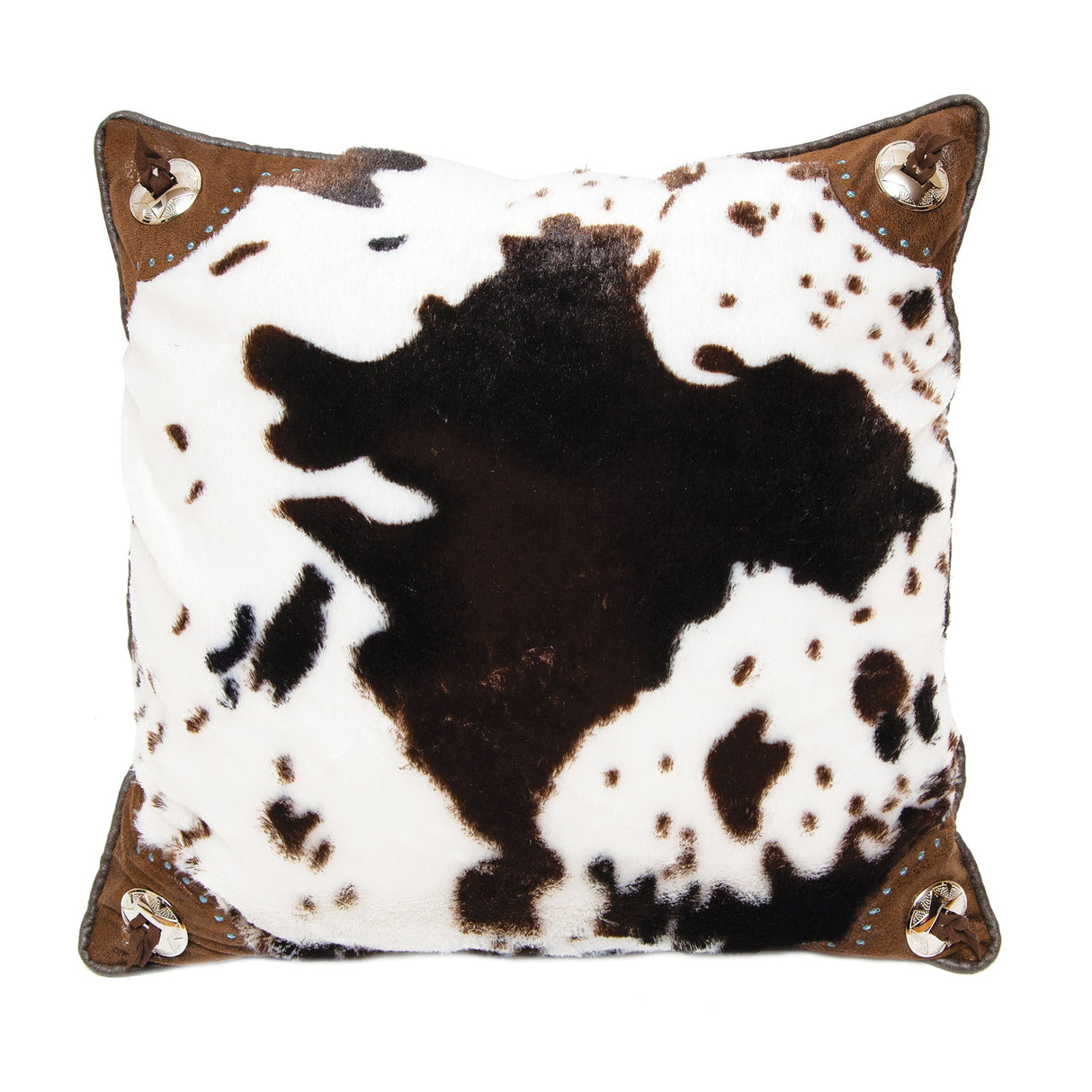 Carstens Inc Cowhide Corner Pillow Brown white