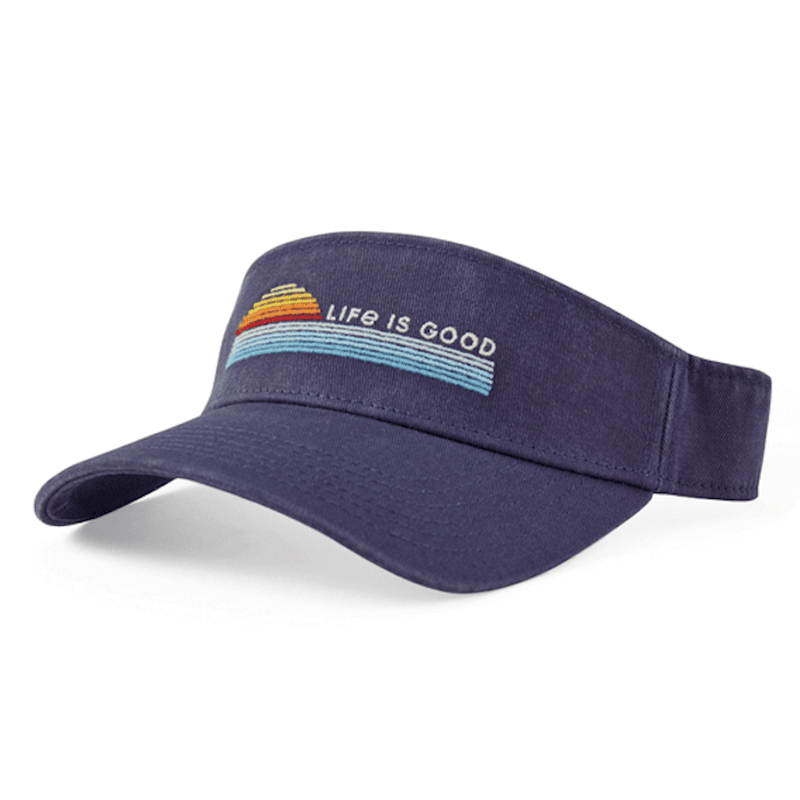 Life is Good Retro Ocean Sunrise Chill Cap Visor Darkest Blue