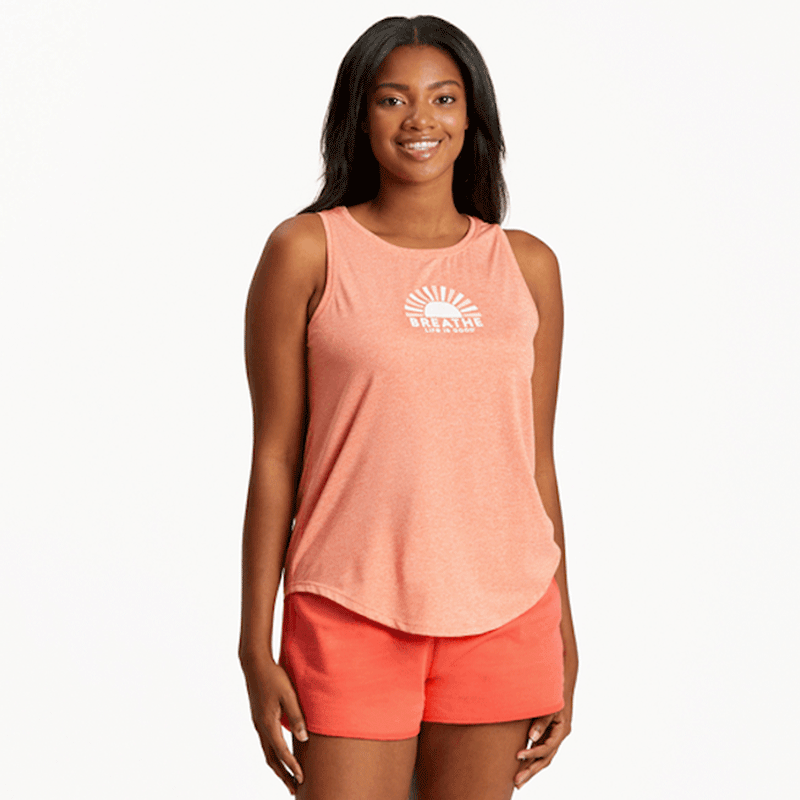 Life is Good Women's Breathe Sun Active Tank Mango Orange