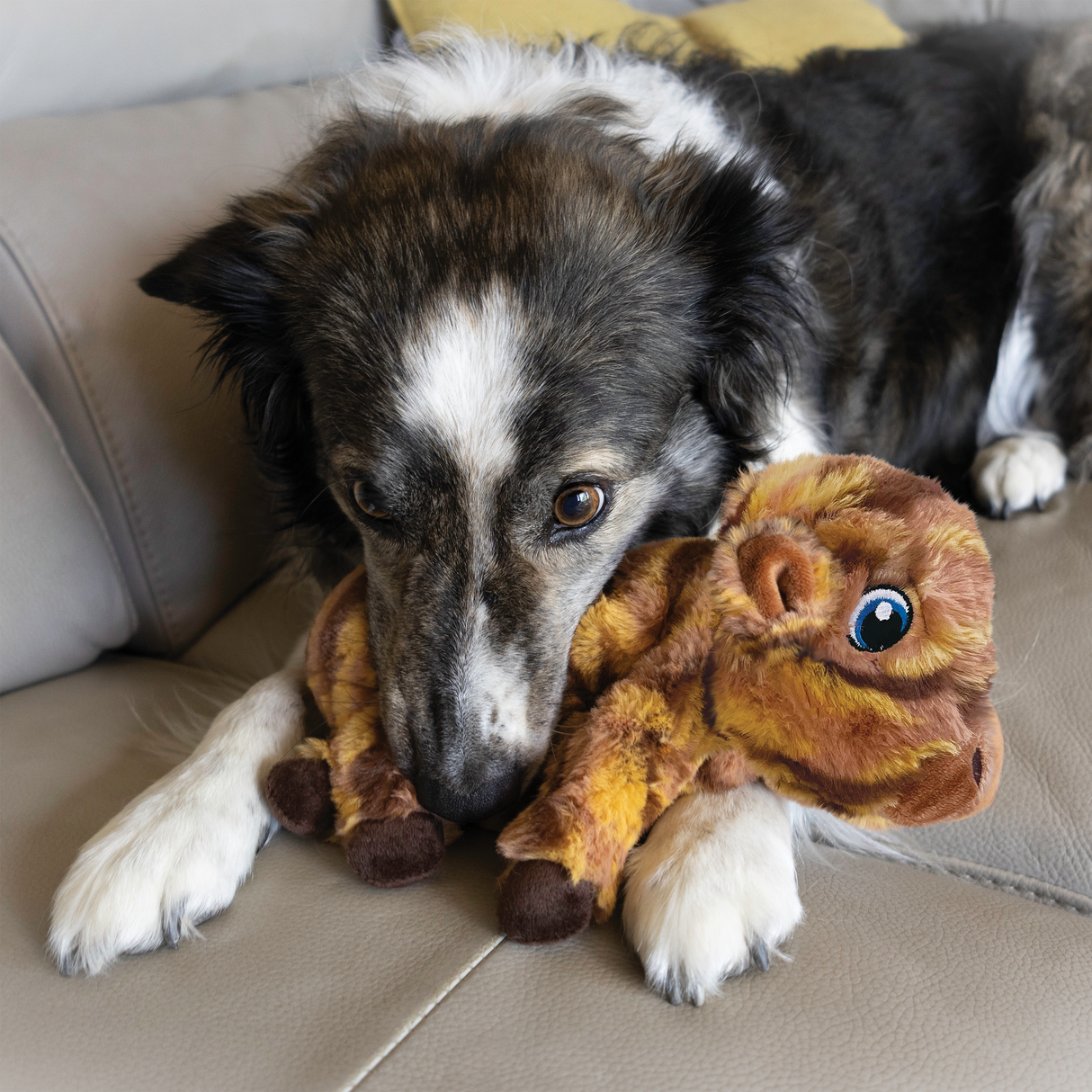 Kong Low Stuff Stripes Cow Dog Toy - Medium